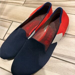 Rothy's Navy and Red Loafers